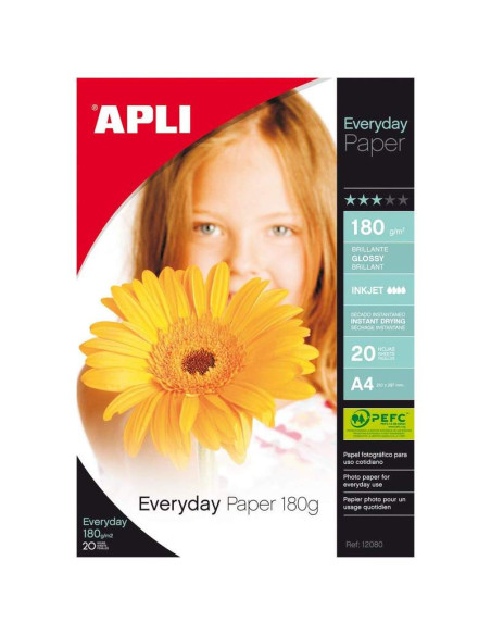 PAPEL FOTOGRÁFICO APLI EVERYDAY 180G 20H 12080