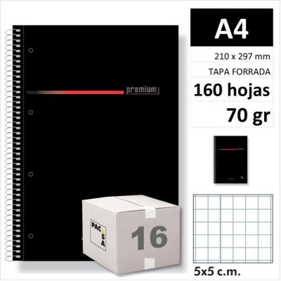 CUAD PACSA PREMIUM A4 160H70GR C5 NEGRO 16396 C/16