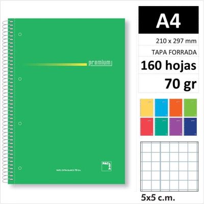 CUAD PACSA PREMIUM A4 160H70GR C5 SURT 16403