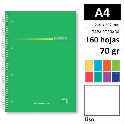 CUAD PACSA PREMIUM A4 160H70GR LISO SURT 16355