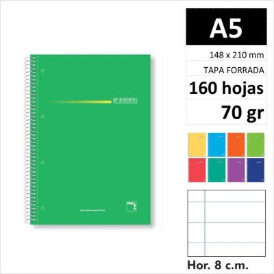 CUAD PACSA PREMIUM A5 160H70GR C5 SURT 16292