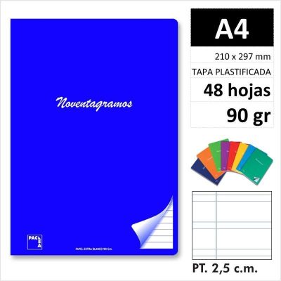 LIBRETA PACSA NOVENTAGRAMOS A4 48H90GR P2 5 20082