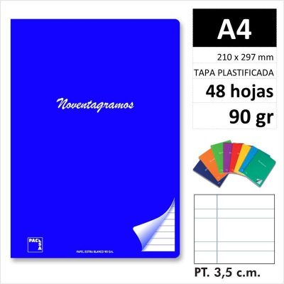 LIBRETA PACSA NOVENTAGRAMOS A4 48H90GR P3 5 20083