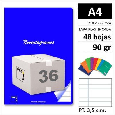 LIBRETA PACSA NOVENTAGRAMOS A4 48H90GR P3 5 20083