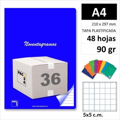 LIBRETA PACSA NOVENTAGRAMOS A4 48H90GR C5 20084 C/