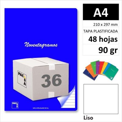 LIBRETA PACSA NOVENTAGRAMOS A4 48H90GR LISO 20030
