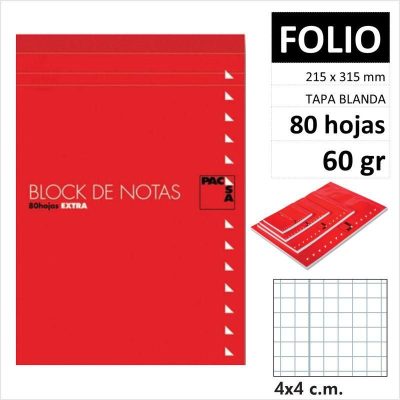 BLOCNOTAS PACSA CON TAPA F 80H60GR C4 18900