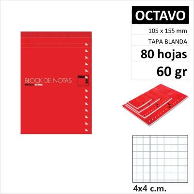 BLOCNOTAS PACSA CON TAPA OCTAVO 80H60GR C4 18904