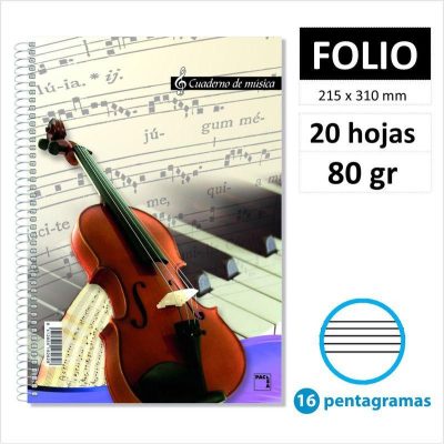 CUAD MÚSICA PACSA F 20H80GR 16 PENTAGRAMAS 18805