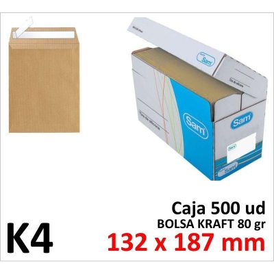 BOLSA DE PAPEL SAM KRAFT 132X187 TIRA C/500