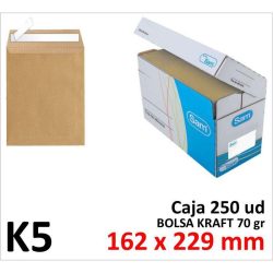 BOLSA DE PAPEL SAM KRAFT 162X229 TIRA C/250