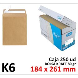 BOLSA DE PAPEL SAM KRAFT 184X261 TIRA C/250