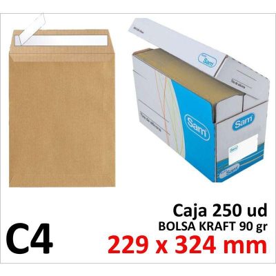 BOLSA DE PAPEL SAM KRAFT 229X324 TIRA C/250