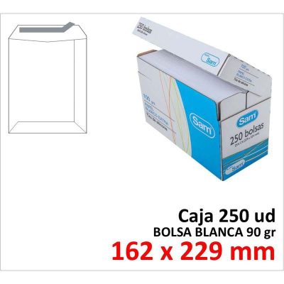 BOLSA DE PAPEL SAM BLANCO 162X229 TIRA C/250