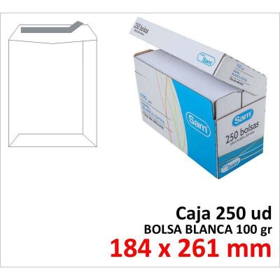 BOLSA DE PAPEL SAM BLANCO 184X261 TIRA C/250