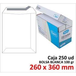 BOLSA DE PAPEL SAM BLANCO 260X360 TIRA C/250