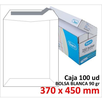 BOLSA DE PAPEL SAM BLANCO 370X450 TIRA C/100