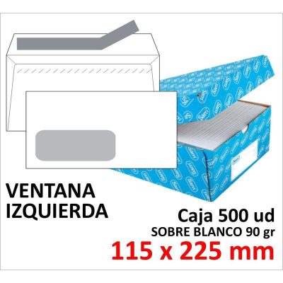 SOBRE DE PAPEL SAM BLANCO 115X225 V/I TIRA C/500