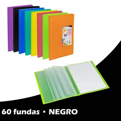 CARPETA FUNDAS CARCHIPLAS-BOOK A4 PP 60F NEGRO