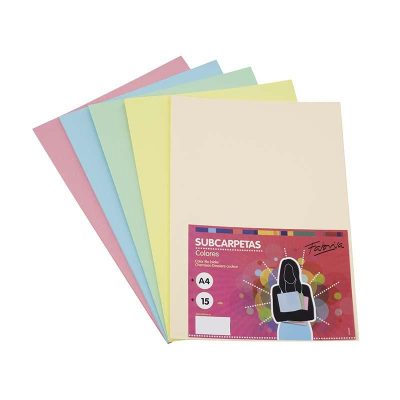 SUBCARPETA FABRISA A4  180G SURTIDO SUAVE 15UD