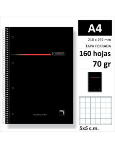 CUAD PACSA PREMIUM A4 160H70GR C5 NEGRO 16396
