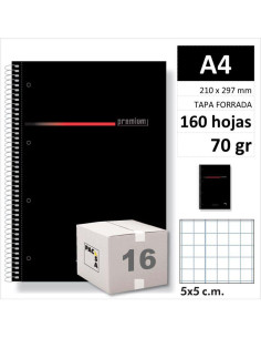 CUAD PACSA PREMIUM A4 160H70GR C5 NEGRO 16396 C/16