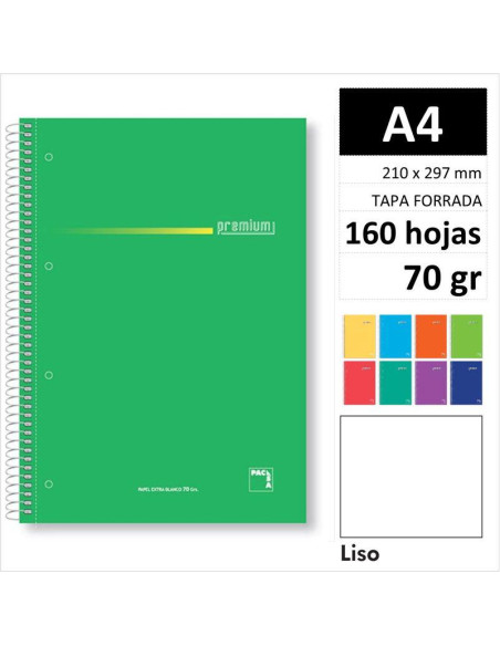 CUAD PACSA PREMIUM A4 160H70GR LISO SURT 16355