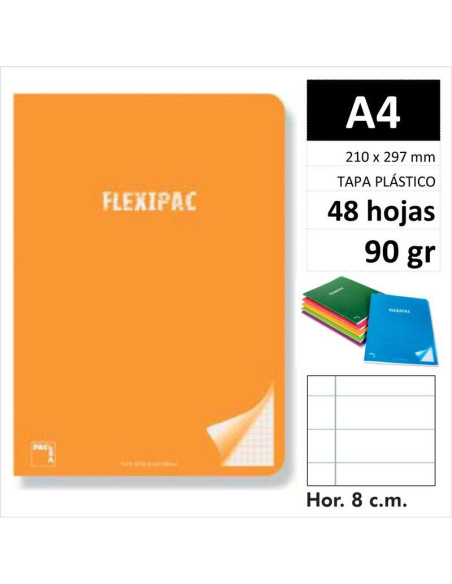 LIBRETA PACSA FLEXIPAC PP A4 48H90GR HOR 20058