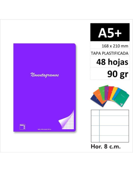 LIBRETA PACSA NOVENTAGRAMOS A5  48H90GR HOR 20091
