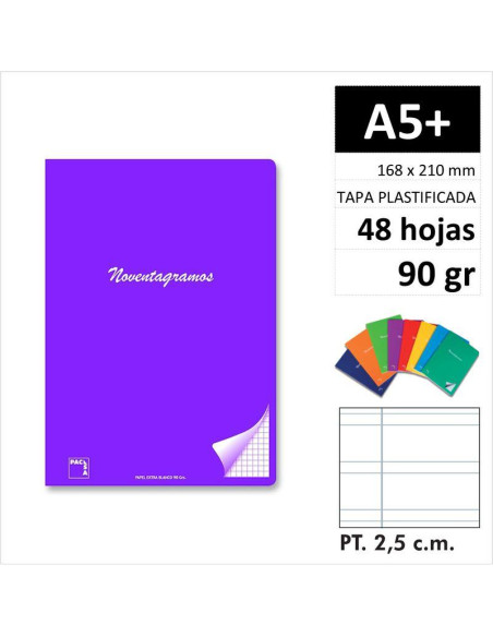 LIBRETA PACSA NOVENTAGRAMOS A5  48H90GR P2 5 20092