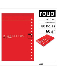 BLOCNOTAS PACSA CON TAPA F 80H60GR LISO 18902