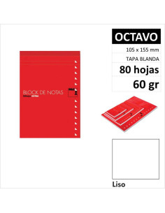 BLOCNOTAS PACSA CON TAPA OCTAVO 80H60GR LISO 18905
