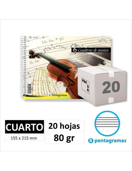 CUAD MÚSICA PACSA 1/4 20H80GR 8 PENTAGRAMAS 18801 CUAD MÚSICA PACSA 1/4 20H80GR 8 PENTAGRAMAS 18801