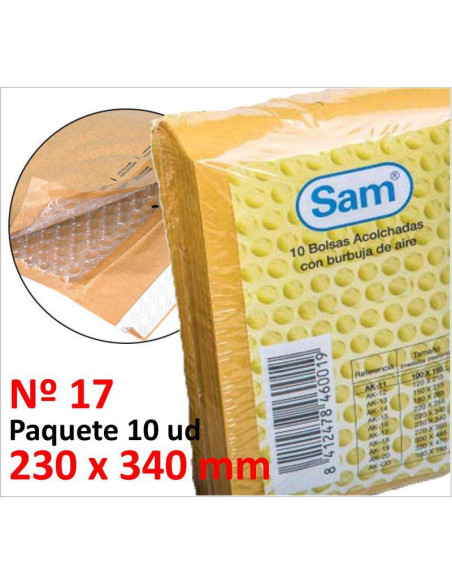 BOLSA ACOLCHADA SAM KRAFT INT  230X340 Nº17 P/10