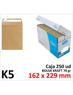 BOLSA DE PAPEL SAM KRAFT 162X229 TIRA C/250