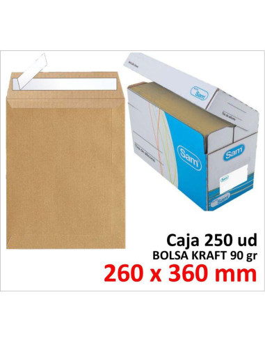 BOLSA DE PAPEL SAM KRAFT 260X360 TIRA C/250