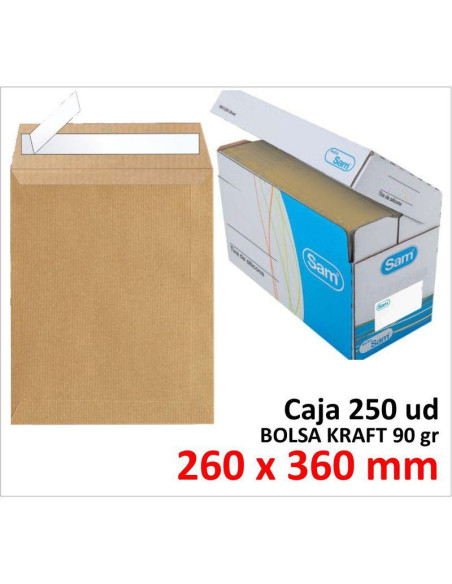 BOLSA DE PAPEL SAM KRAFT 260X360 TIRA C/250