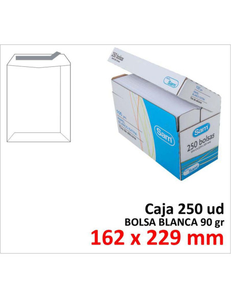 BOLSA DE PAPEL SAM BLANCO 162X229 TIRA C/250