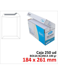 BOLSA DE PAPEL SAM BLANCO 184X261 TIRA C/250