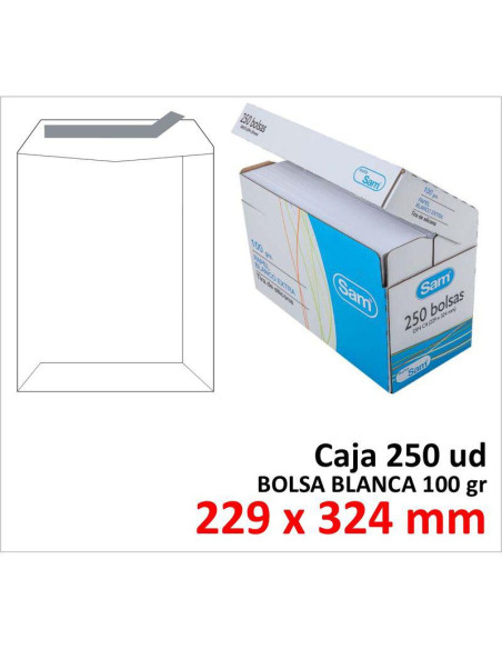 BOLSA DE PAPEL SAM BLANCO 229X324 TIRA C/250