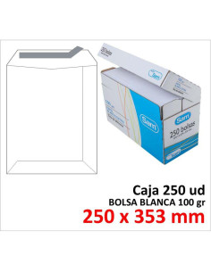 BOLSA DE PAPEL SAM BLANCO 250X353 TIRA C/250