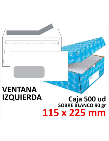 SOBRE DE PAPEL SAM BLANCO 115X225 V/I TIRA C/500