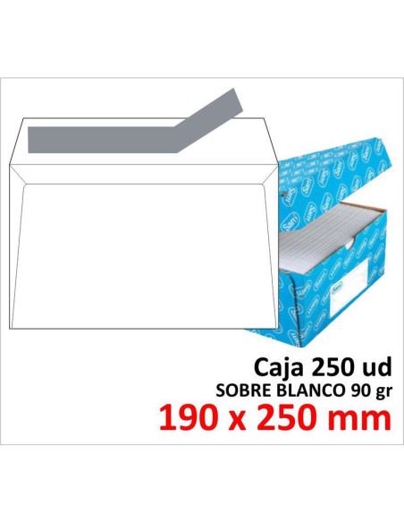 SOBRE DE PAPEL SAM BLANCO 190X250 TIRA C/250