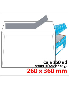 SOBRE DE PAPEL SAM BLANCO 260X360 TIRA C/250
