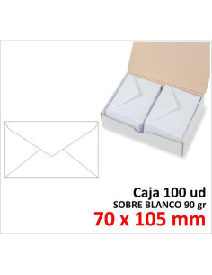 SOBRE DE PAPEL SAM BLANCO 70X105 MM ENGOMADO C/100