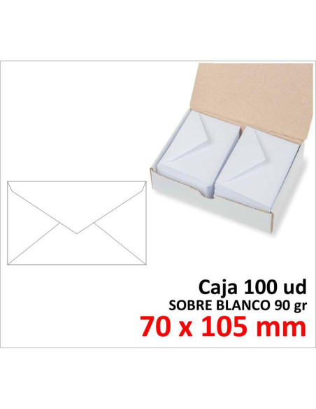 SOBRE DE PAPEL SAM BLANCO 70X105 MM ENGOMADO C/100