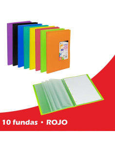 CARPETA FUNDAS CARCHIPLAS-BOOK A4 PP 10F ROJO