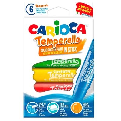 TEMPERA SOLIDA CARIOCA BARRAS 6 COLORES