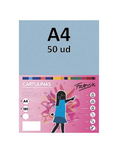CARTULINA FABRISA A4 180GR 50H AZUL CLARO