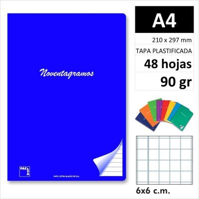 LIBRETA PACSA NOVENTAGRAMOS A4 48H90GR C 6X6 20288